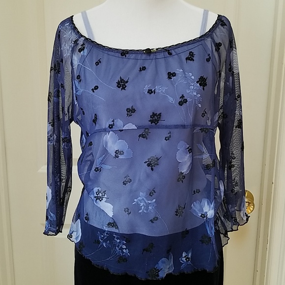 Blue three piece floral recital outfit. Girls L - Picture 3 of 5